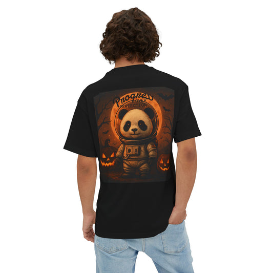 Unisex Oversized Boxy Tee with Halloween Panda Design | Cozy Casual Wear for Fall, Halloween, Gifts, Street Style, Comfort Fashion